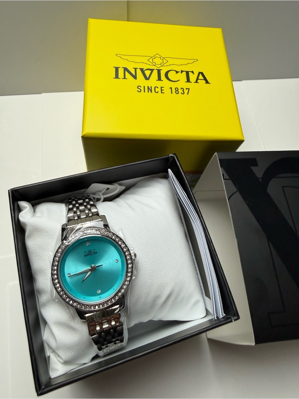 Invicta Women's Silver Quartz Bracelet 31mm  Celestial Watch with Turquoise Face